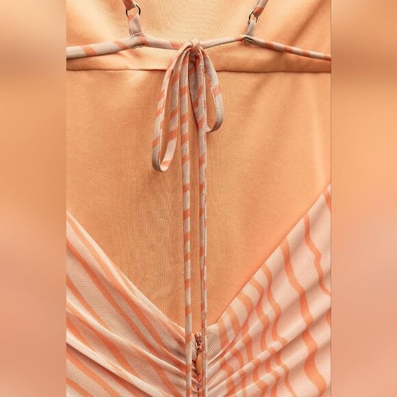 NWT ZARA STRAPLESS FLORAL DRESS Orange - Picture 8 of 16